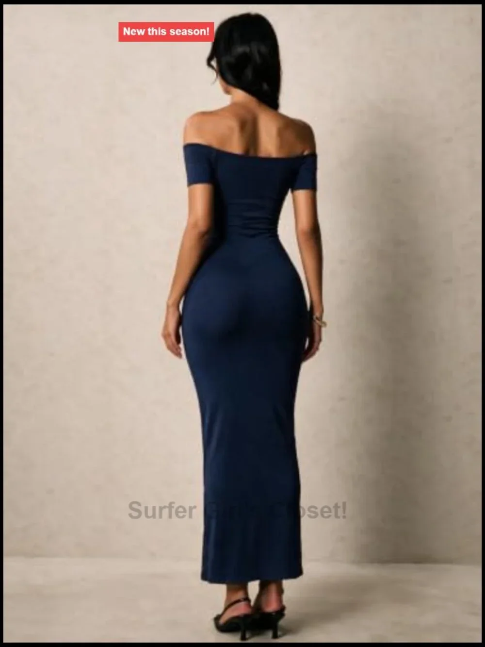 Off Shoulder Bodycon Maxi Dress Short Sleeve Slim Fit Party